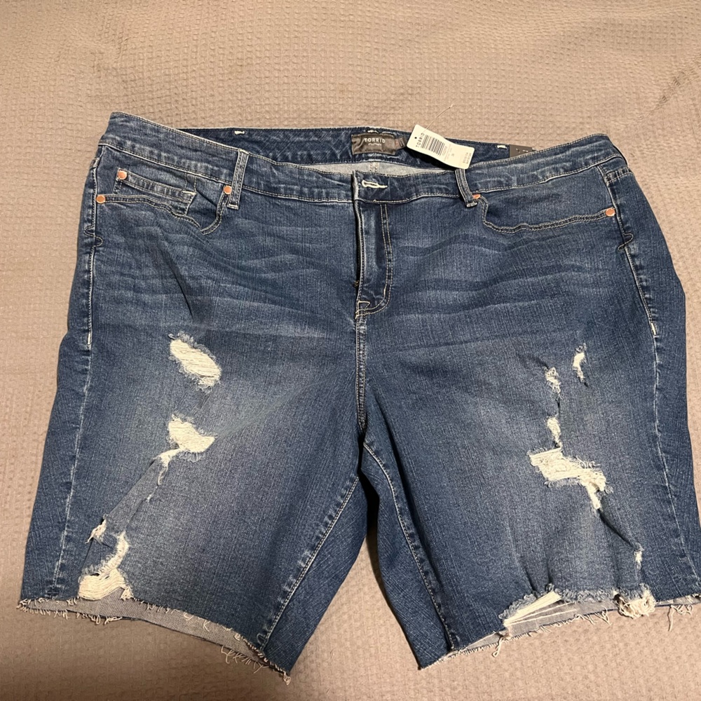 Torrid Distressed Jean Bermuda Shorts